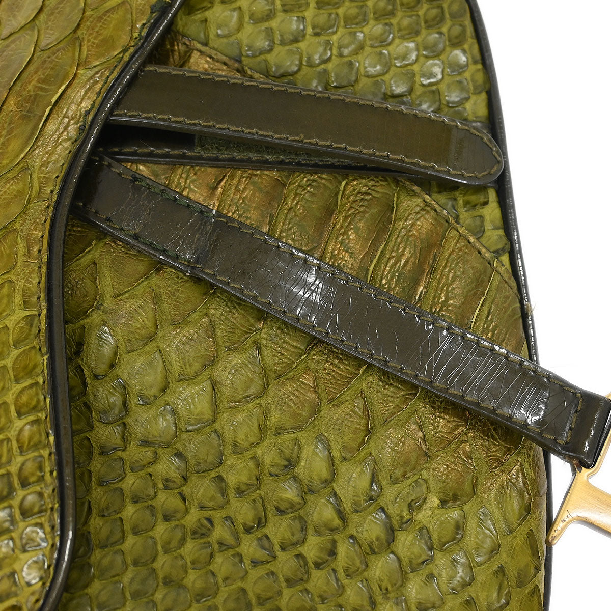 Christian Dior * Green Python Saddle Handbag