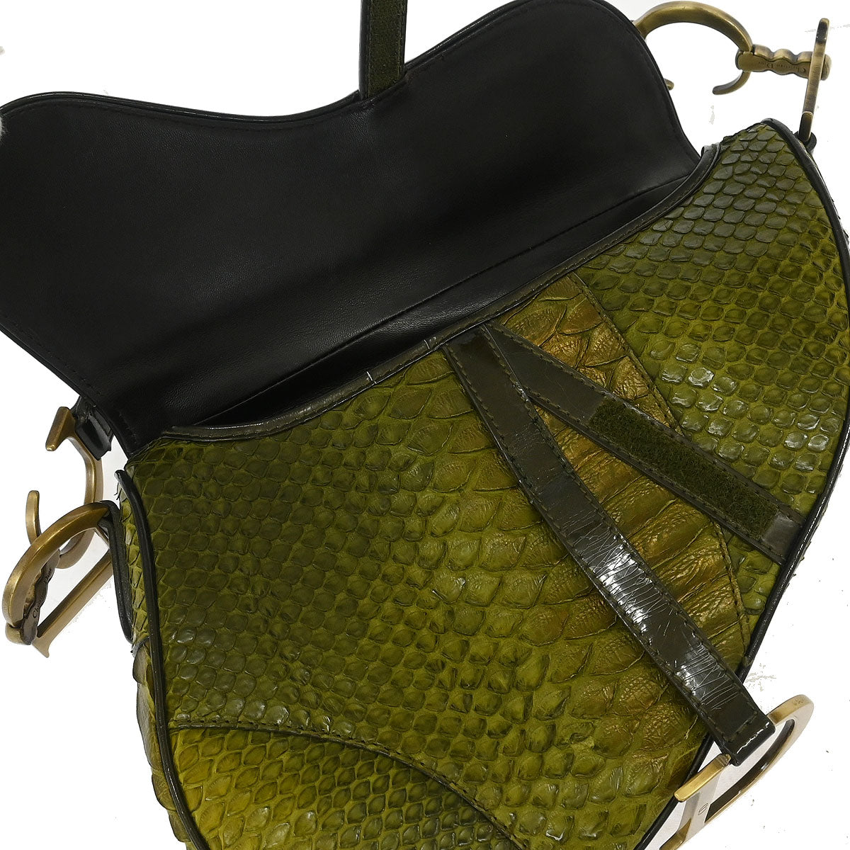 Christian Dior * Green Python Saddle Handbag