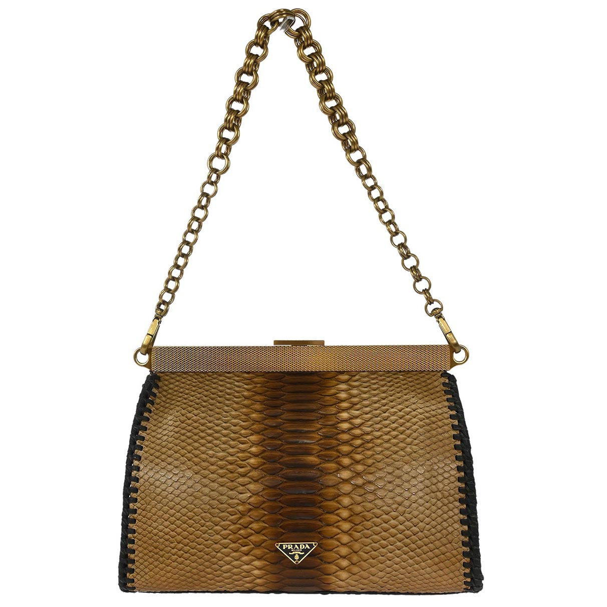 Prada * Brown Python Clutch Shoulder Bag