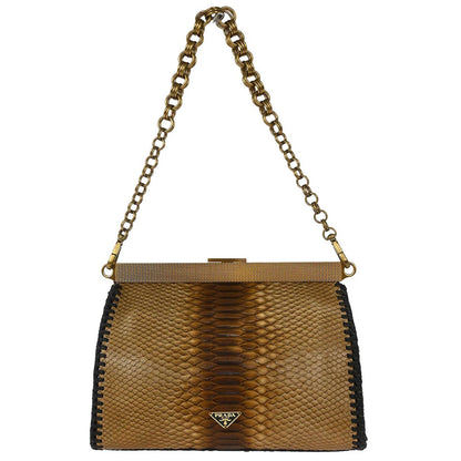 Prada * Brown Python Clutch Shoulder Bag