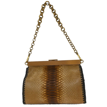 Prada * Brown Python Clutch Shoulder Bag