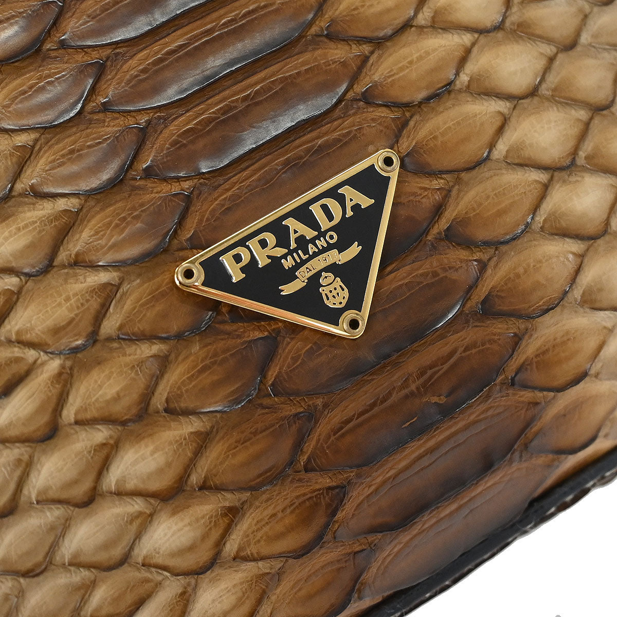 Prada * Brown Python Clutch Shoulder Bag