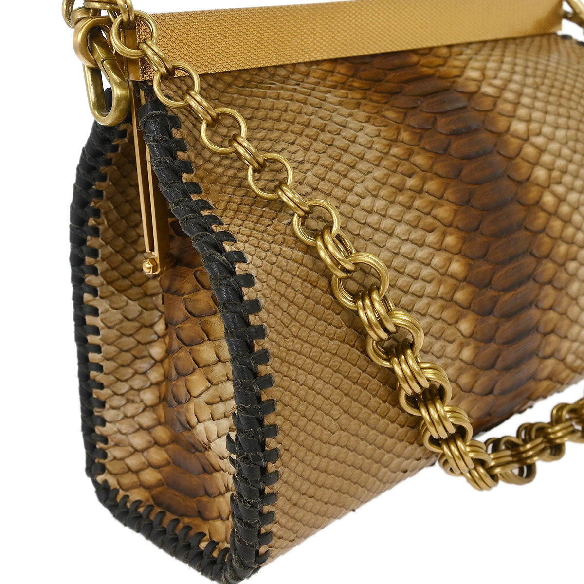Prada * Brown Python Clutch Shoulder Bag