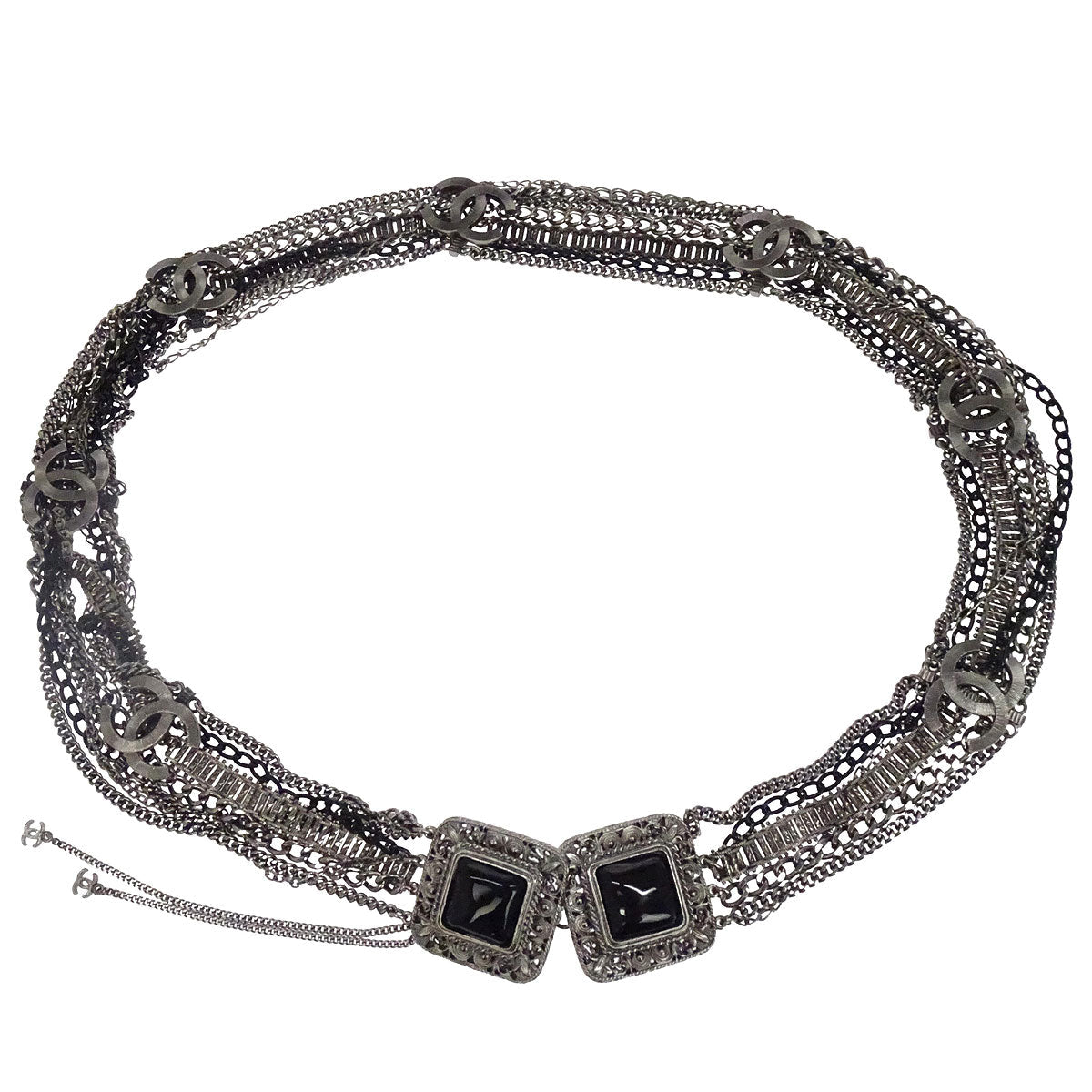 Chanel Chain Belt Silver Gripoix 09P Small Good
