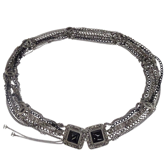 Chanel Chain Belt Silver Gripoix 09P Small Good