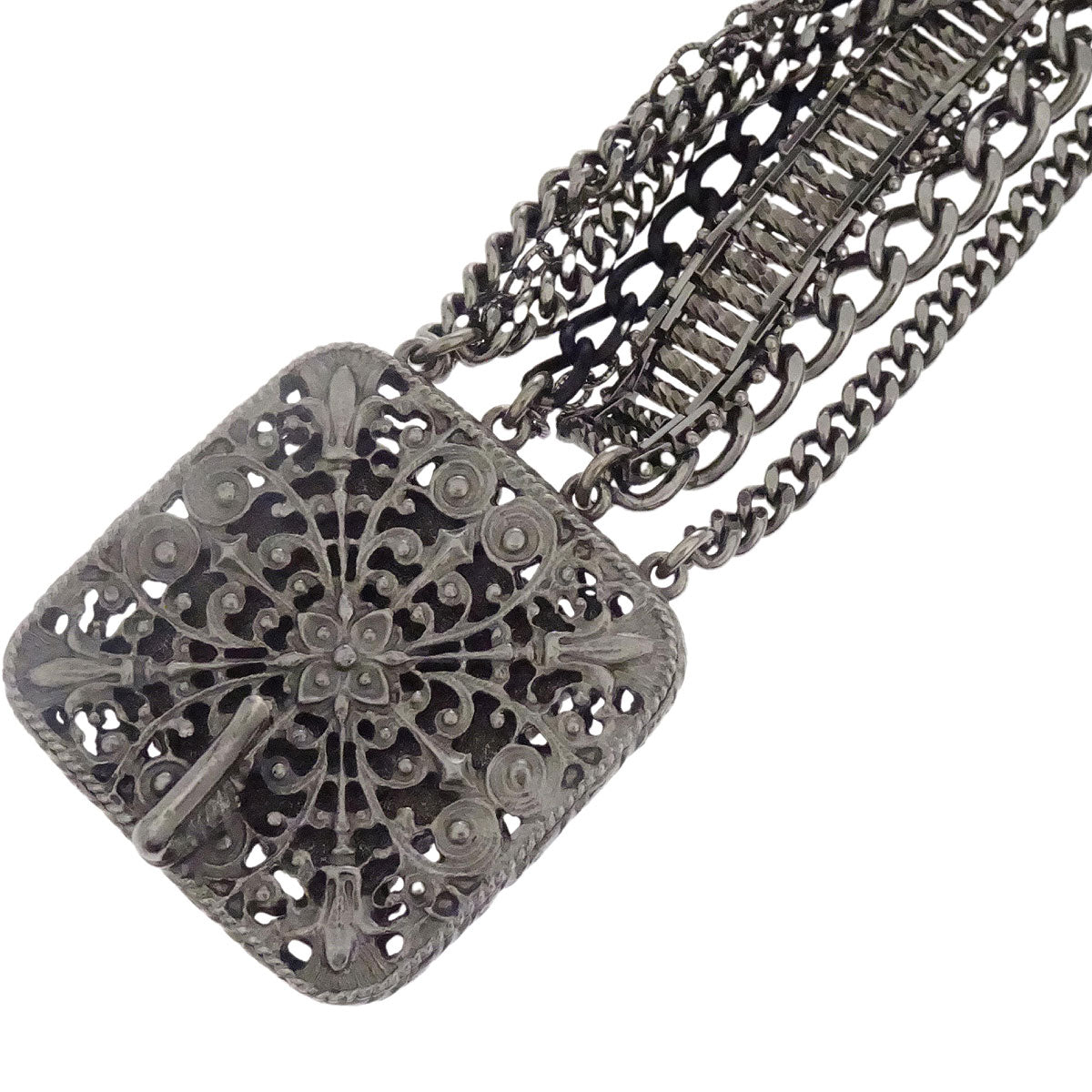 Chanel Chain Belt Silver Gripoix 09P Small Good
