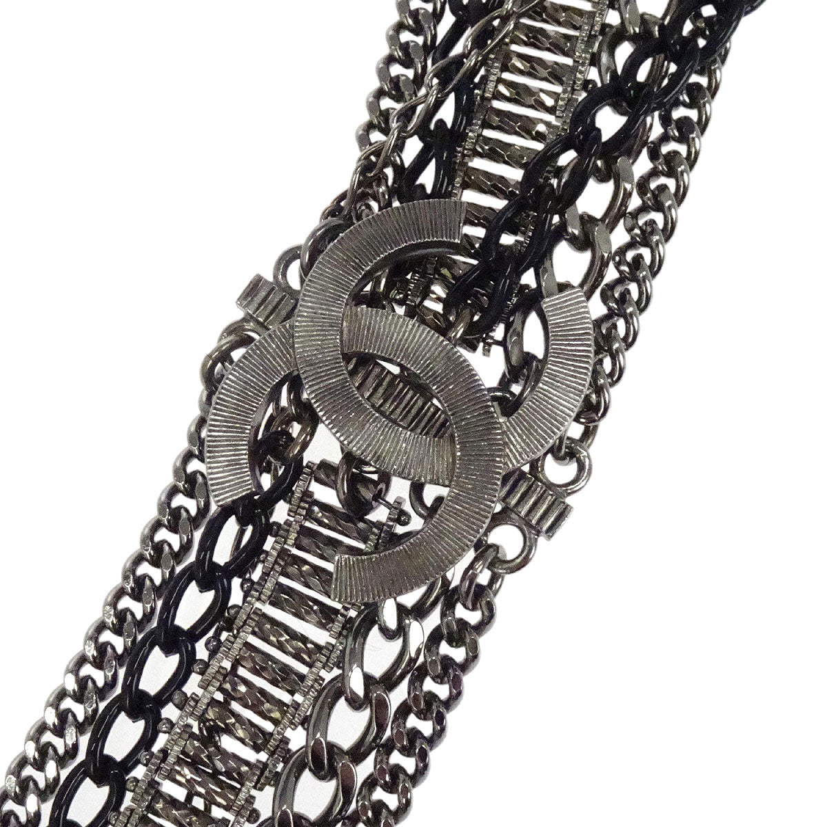 Chanel Chain Belt Silver Gripoix 09P Small Good