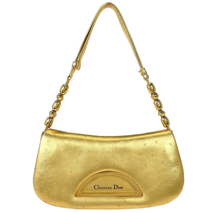 Christian Dior * Gold Ostrich Malice Handbag