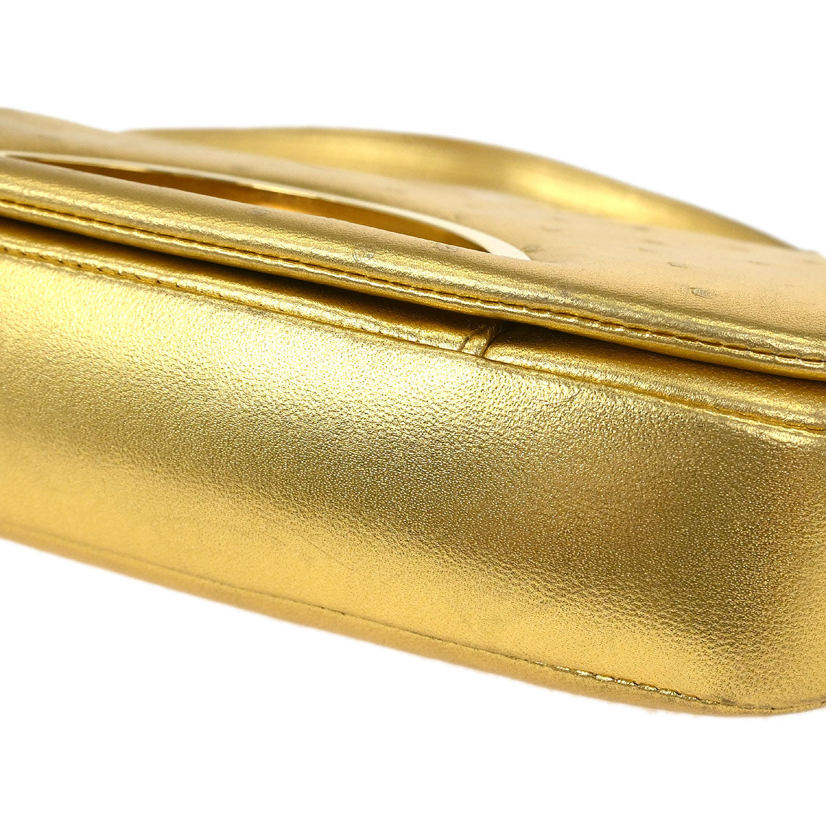 Christian Dior * Gold Ostrich Malice Handbag