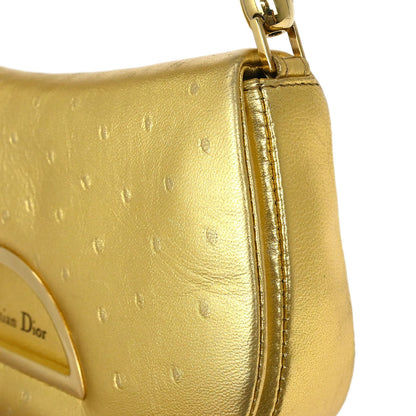 Christian Dior * Gold Ostrich Malice Handbag