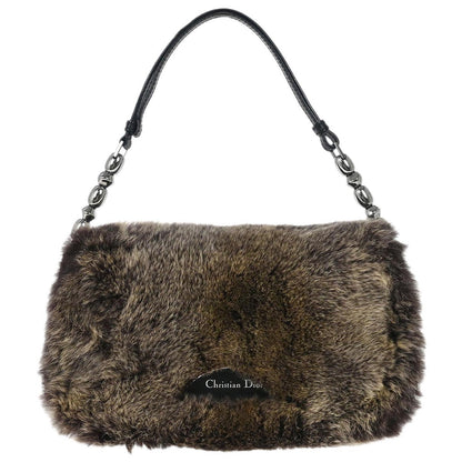 Christian Dior * Brown Rabbit Fur Malice Handbag