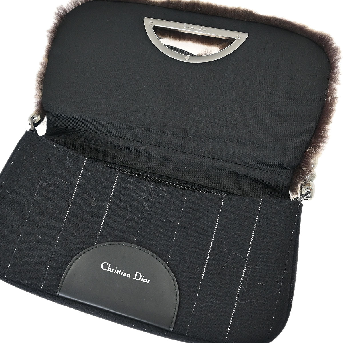 Christian Dior * Brown Rabbit Fur Malice Handbag