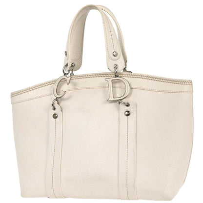 Christian Dior White Floral Embroidered Tote Bag