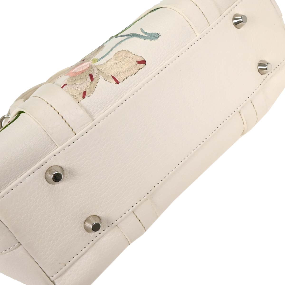 Christian Dior White Floral Embroidered Tote Bag