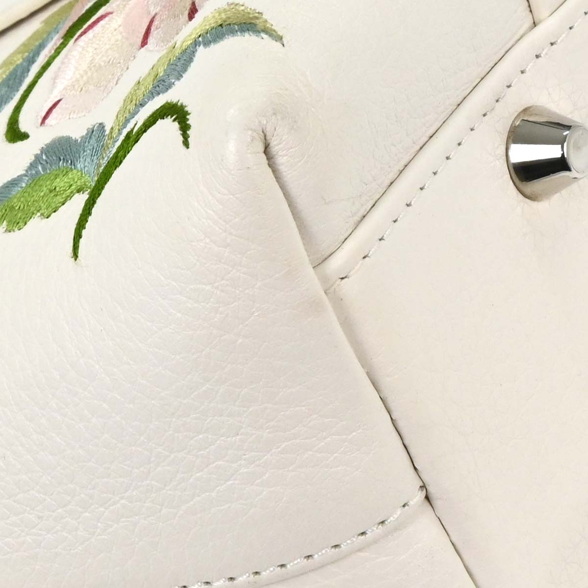Christian Dior White Floral Embroidered Tote Bag