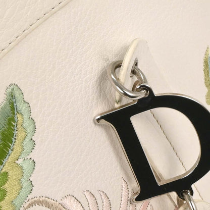 Christian Dior White Floral Embroidered Tote Bag