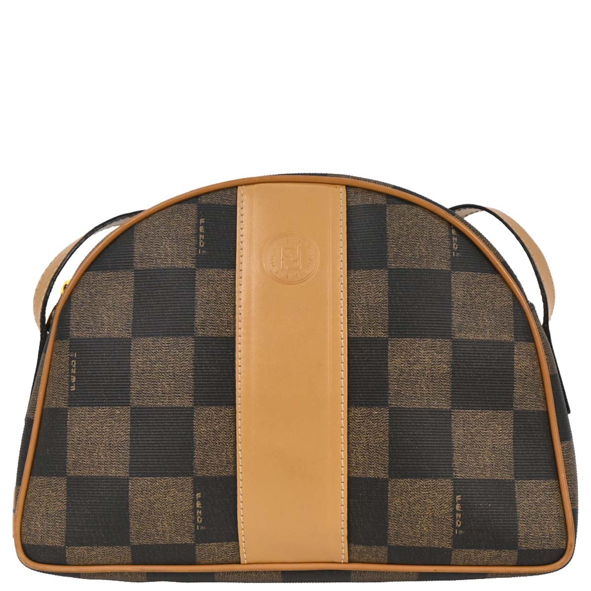 Fendi Brown Black Pequin Check Shoulder Bag