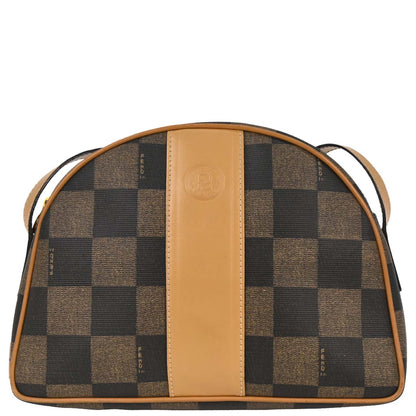 Fendi Brown Black Pequin Check Shoulder Bag