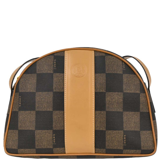 Fendi Brown Black Pequin Check Shoulder Bag