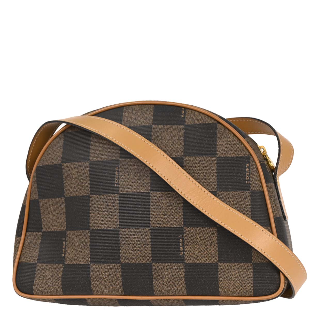 Fendi Brown Black Pequin Check Shoulder Bag