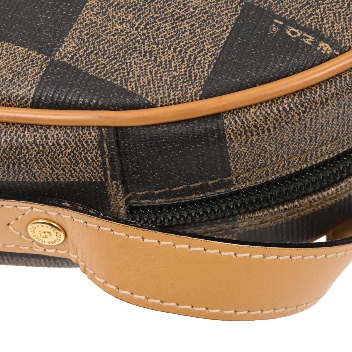 Fendi Brown Black Pequin Check Shoulder Bag