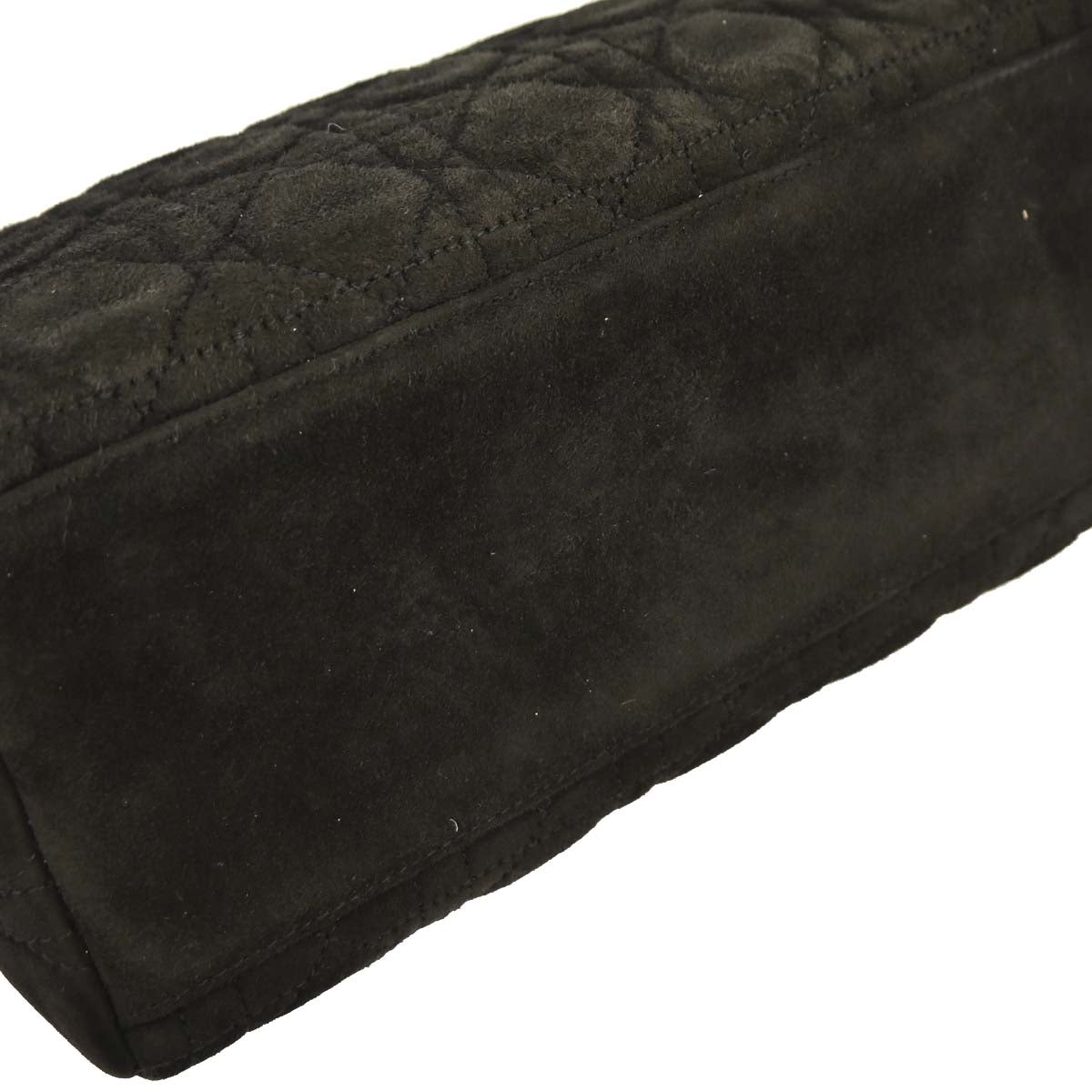 Christian Dior Black Suede Medium Lady Dior Cannage 2way Shoulder Handbag