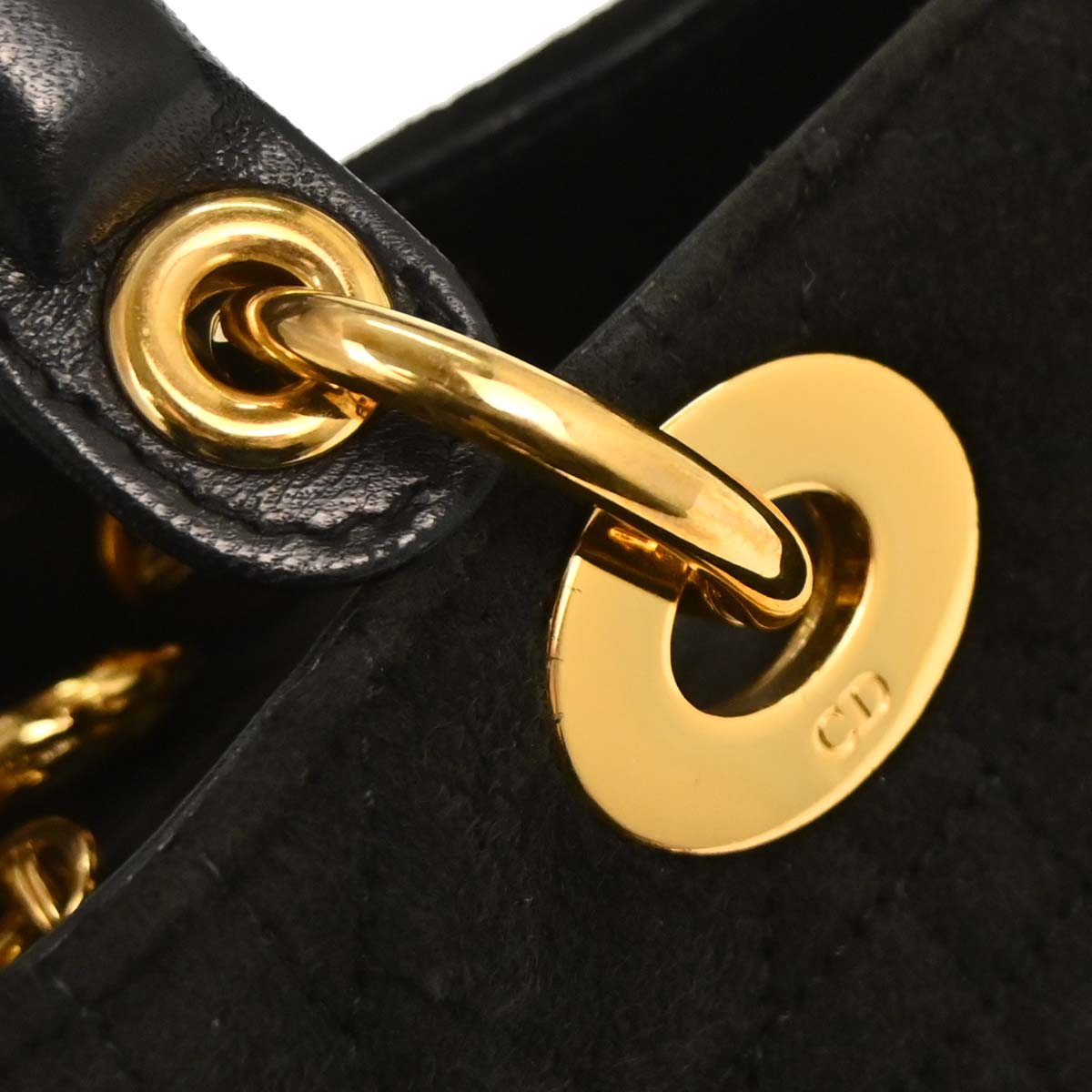 Christian Dior Black Suede Medium Lady Dior Cannage 2way Shoulder Handbag