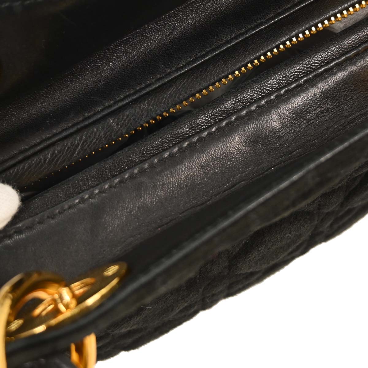 Christian Dior Black Suede Medium Lady Dior Cannage 2way Shoulder Handbag