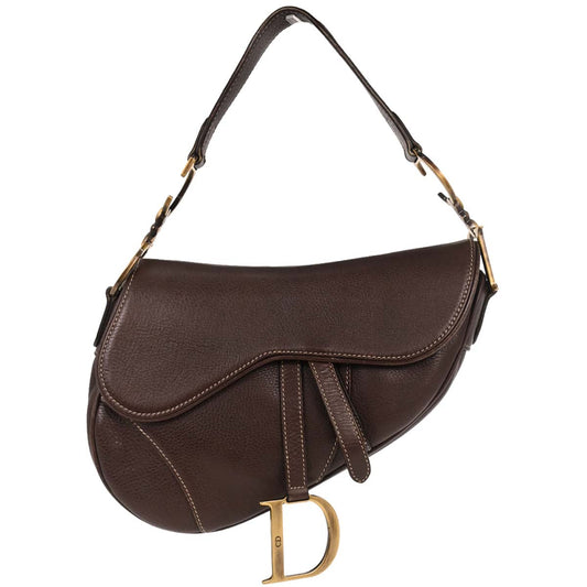 Christian Dior Brown Leather Saddle Handbag