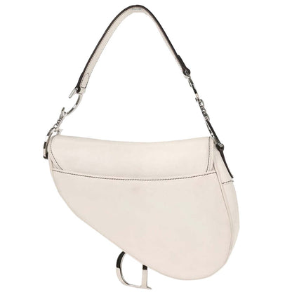 Christian Dior White Leather Saddle Handbag