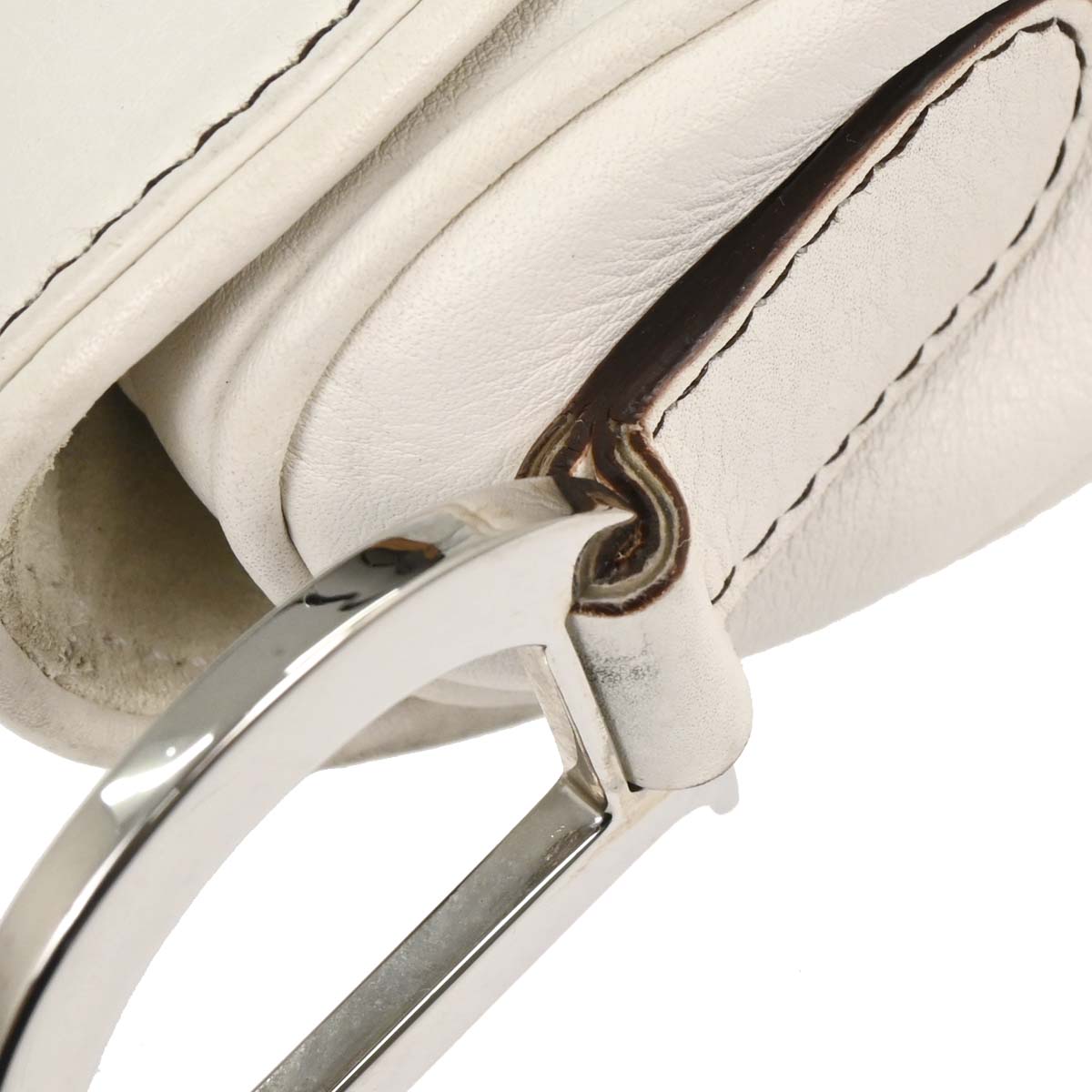 Christian Dior White Leather Saddle Handbag