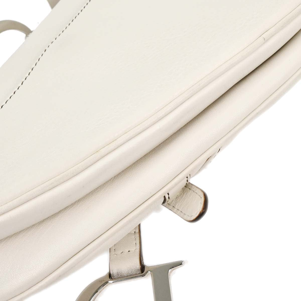 Christian Dior White Leather Saddle Handbag