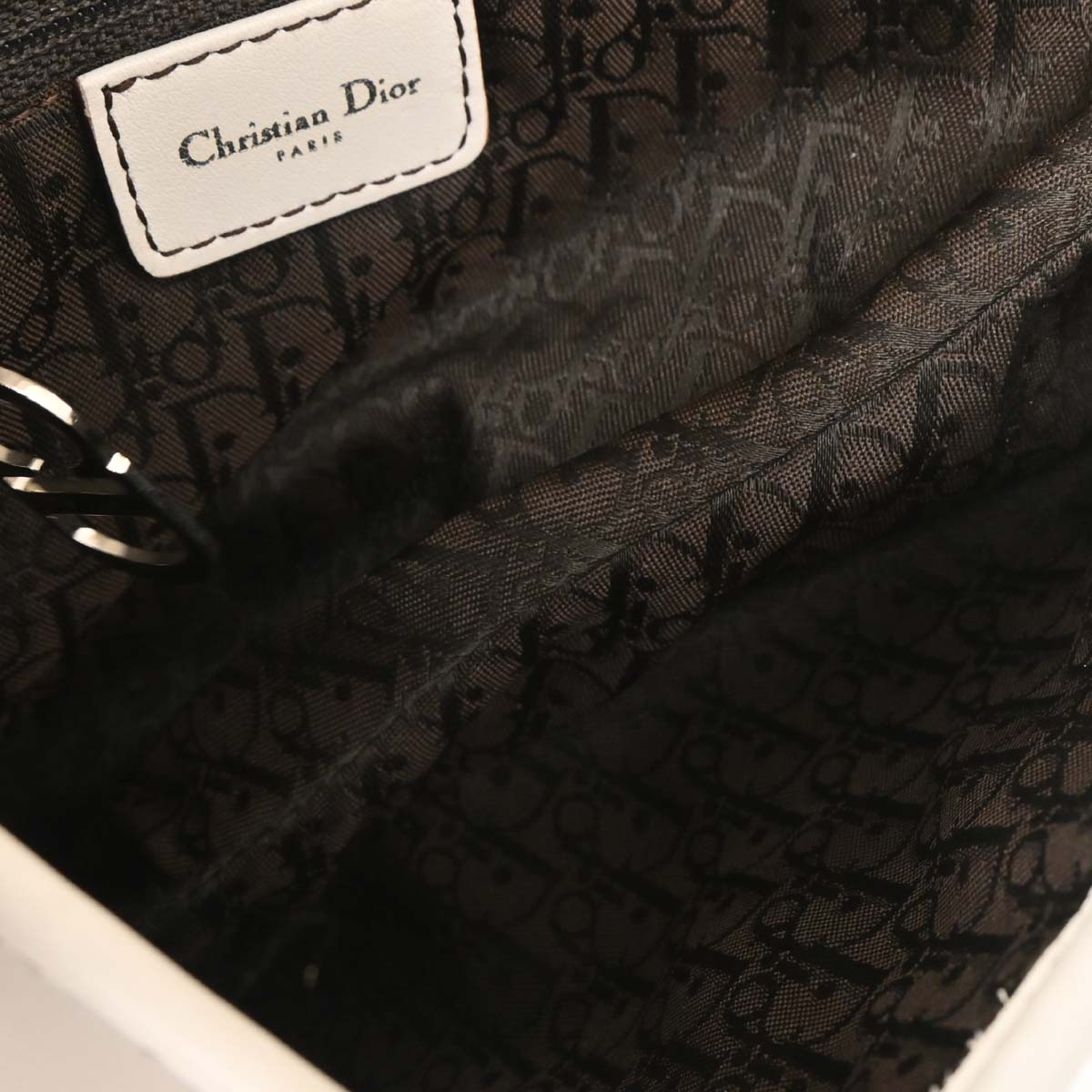 Christian Dior White Leather Saddle Handbag