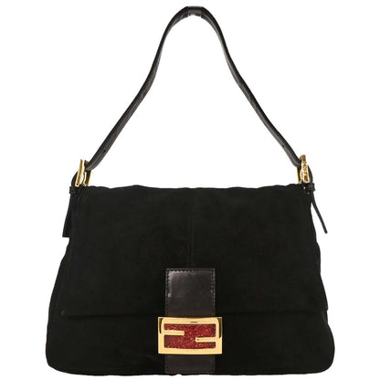 Fendi Black Suede Mamma Baguette Handbag