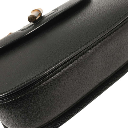 Gucci Black Pigskin Bamboo 2way Shoulder Handbag