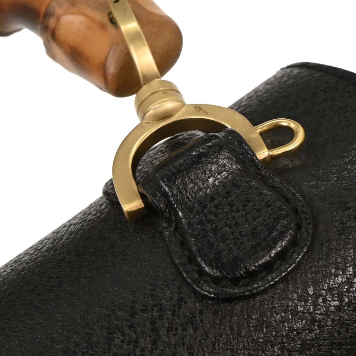 Gucci Black Pigskin Bamboo 2way Shoulder Handbag