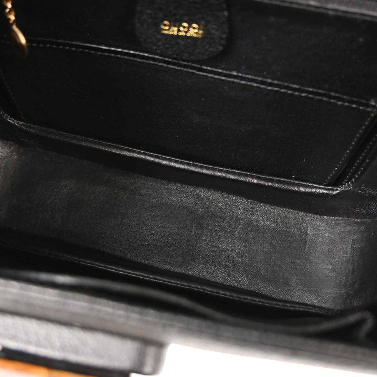 Gucci Black Pigskin Bamboo 2way Shoulder Handbag