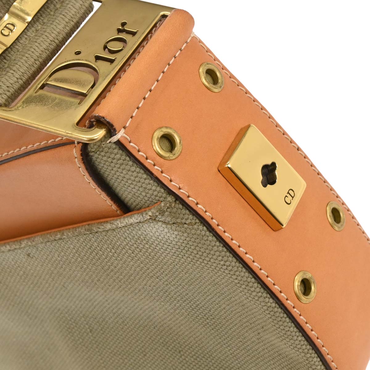 Christian Dior Green Beige Street Chic Columbus Shoulder Bag