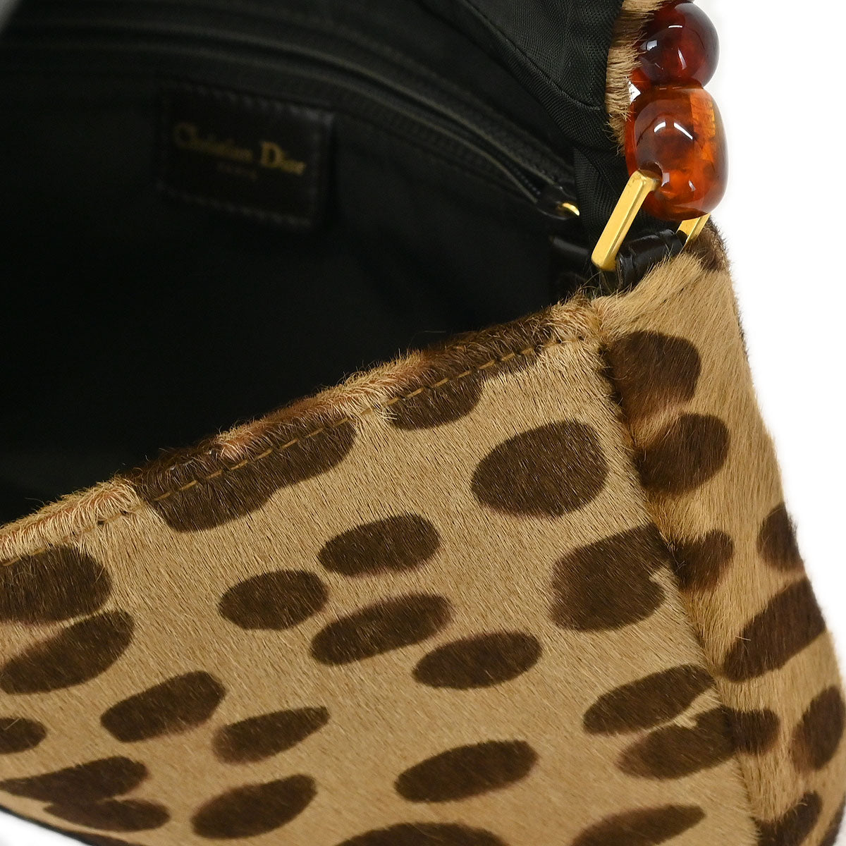 Christian Dior * Brown Pony Hair Cheetah Malice Handbag