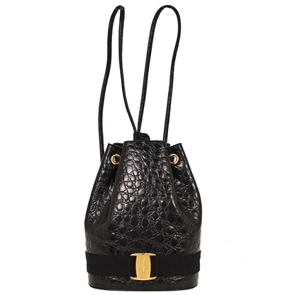 Salvatore Ferragamo * Black Vara Drawstring Backpack