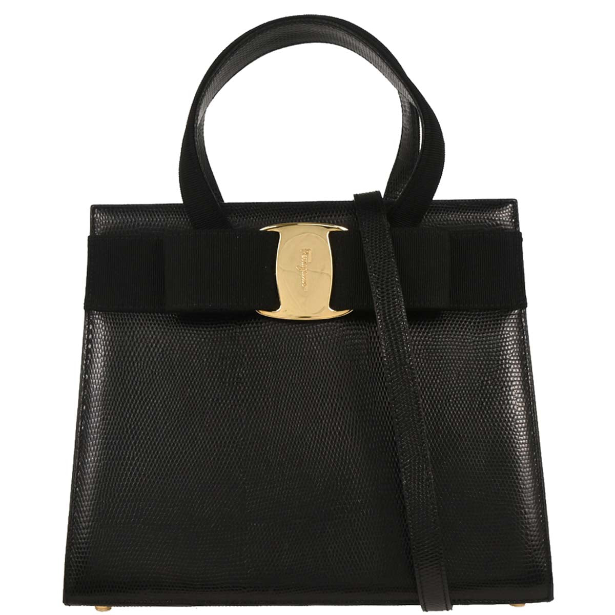 Salvatore Ferragamo Black Vara Bow 2way Shoulder Handbag