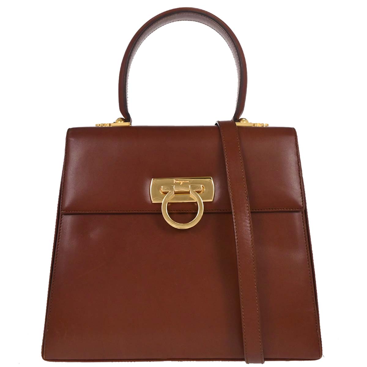 Salvatore Ferragamo Brown Gancini 2way Shoulder Handbag