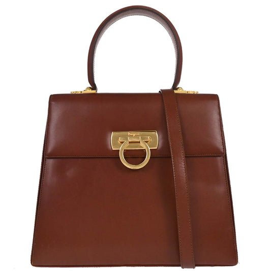 Salvatore Ferragamo Brown Gancini 2way Shoulder Handbag