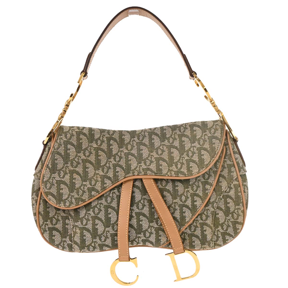Christian Dior Green Trotter Double Saddle Handbag