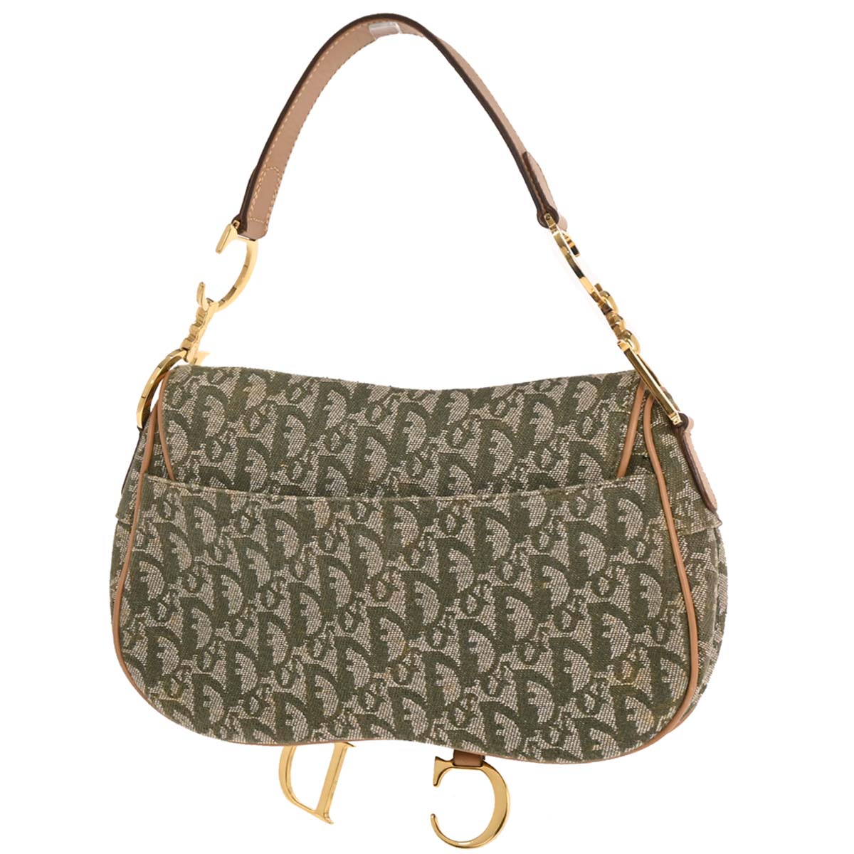Christian Dior Green Trotter Double Saddle Handbag