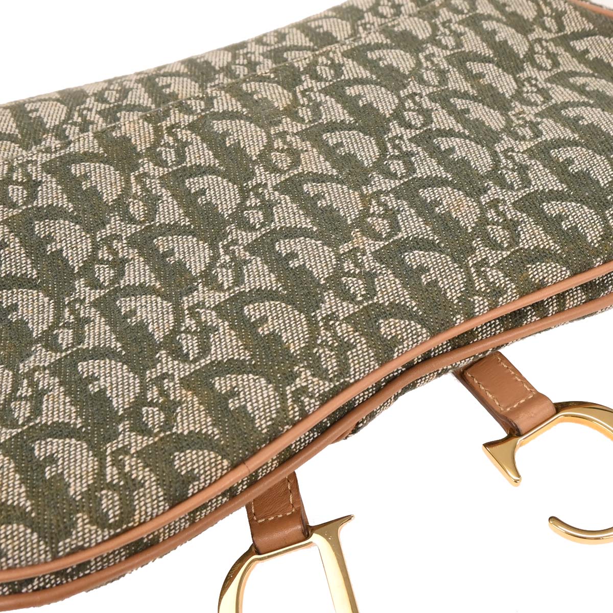 Christian Dior Green Trotter Double Saddle Handbag