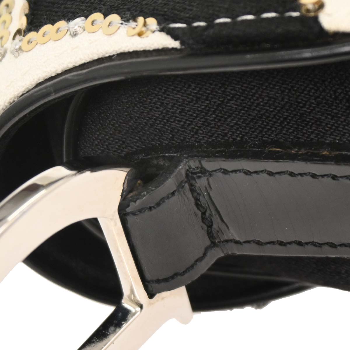 Christian Dior White Black Sequins Saddle Handbag
