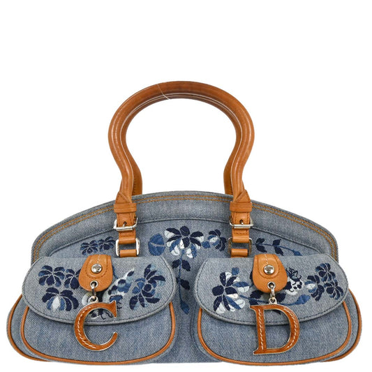 Christian Dior Blue Embroidery Detective Handbag