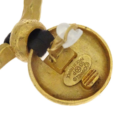 Chanel Dangle Hoop Earrings Clip-On Gold 93P