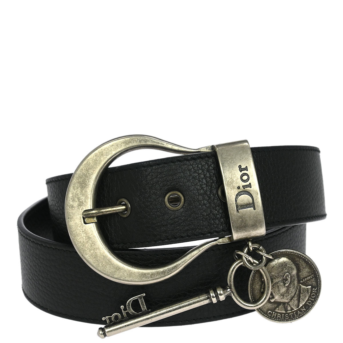 Christian Dior Leather Belt Black #95 Small Good